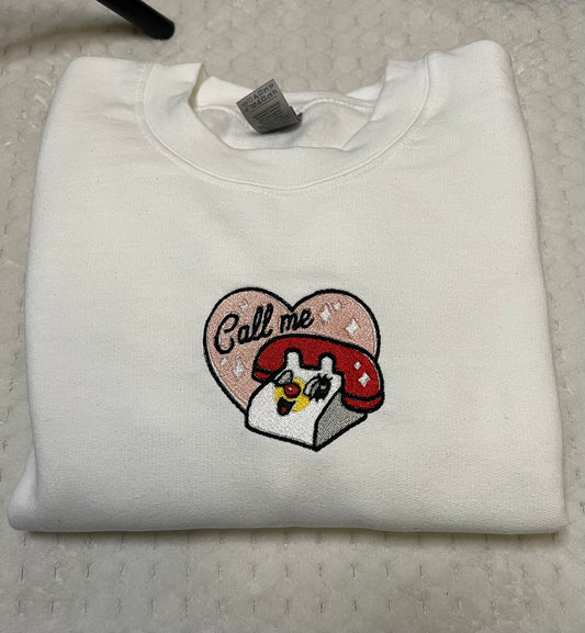Call Me Embroidered Sweatshirt