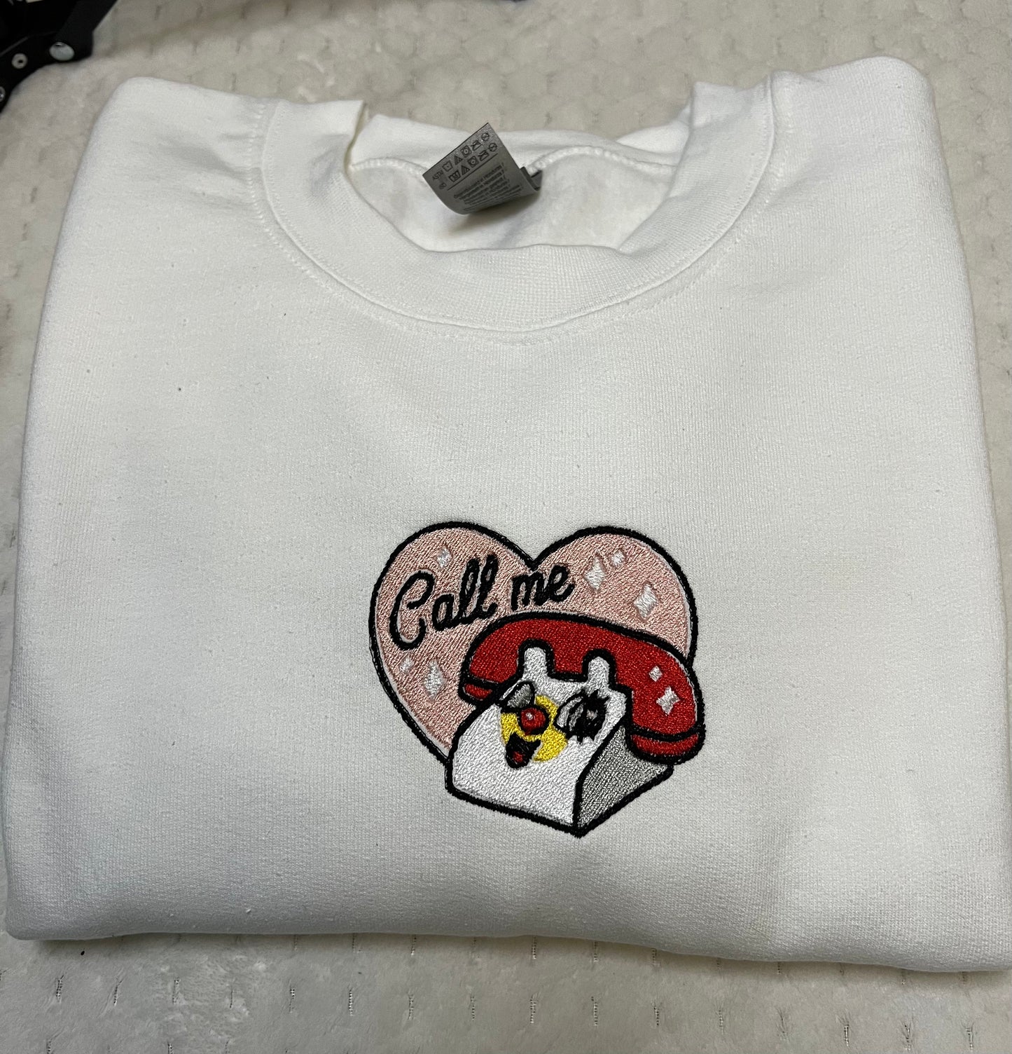 Call Me Embroidered Sweatshirt